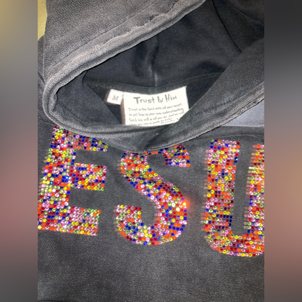 JESUS Stained Glass Rhinestone Hoodie - Picture 7 of 10